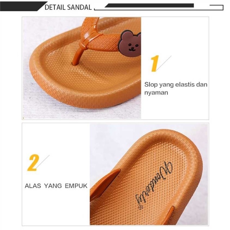 M2288 [WONDERLY] Sandal Jepit Wanita Sendal Jepit Boneka Sandal Jelly Beruang