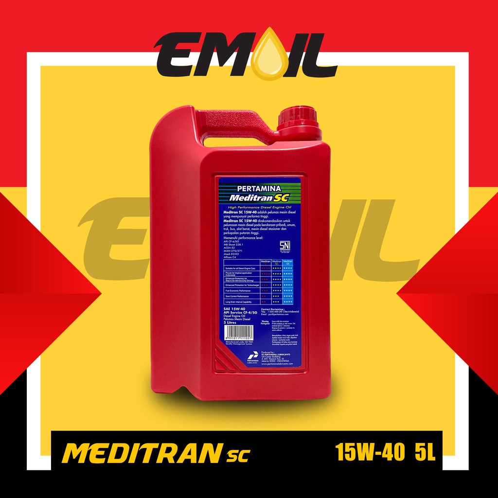 OLI PERTAMINA MEDITRAN SC SAE 15w-40 galon 5 liter