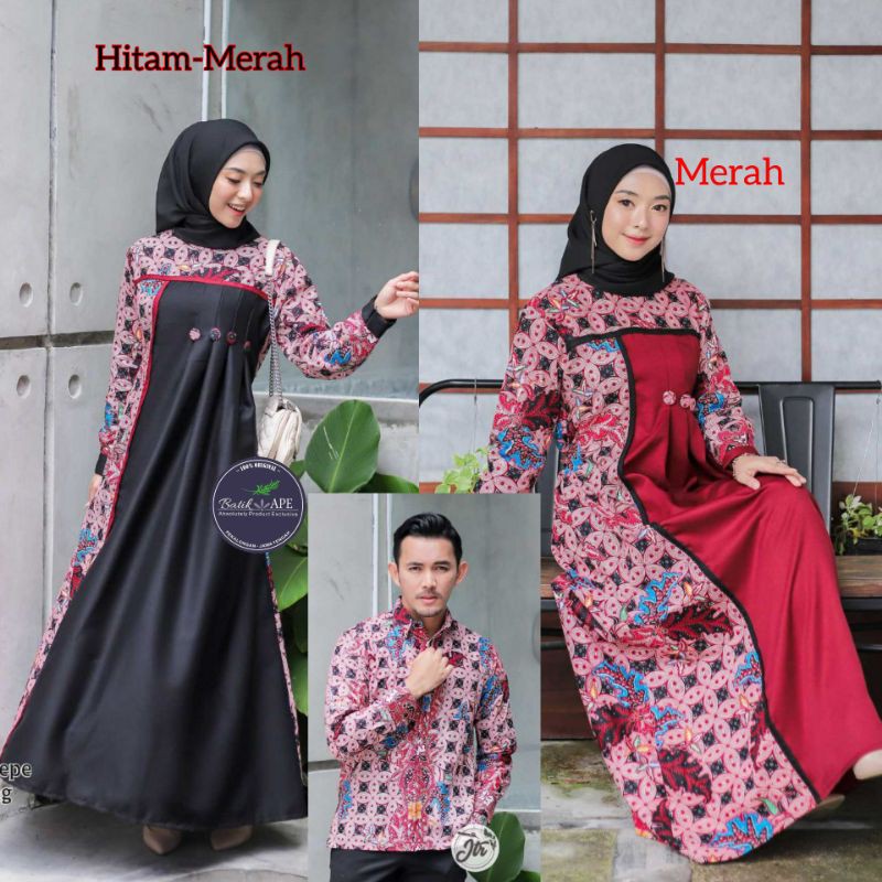 COUPLE BATIK MODIS STYLISH KOMBINASI MODERN KAISHA JESNA GOWN