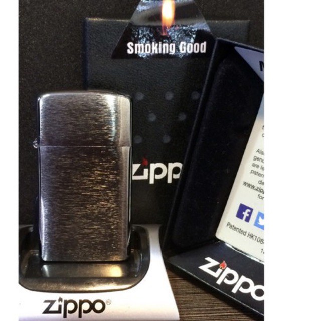 Original Zippo Slim Brushed Chrome no Insert