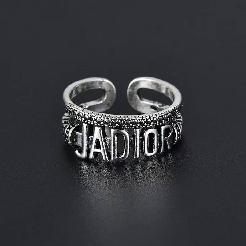 Cincin Model Terbuka Motif Tulisan Gaya retro Eropa Amerika Untuk Pria Dan Wanita