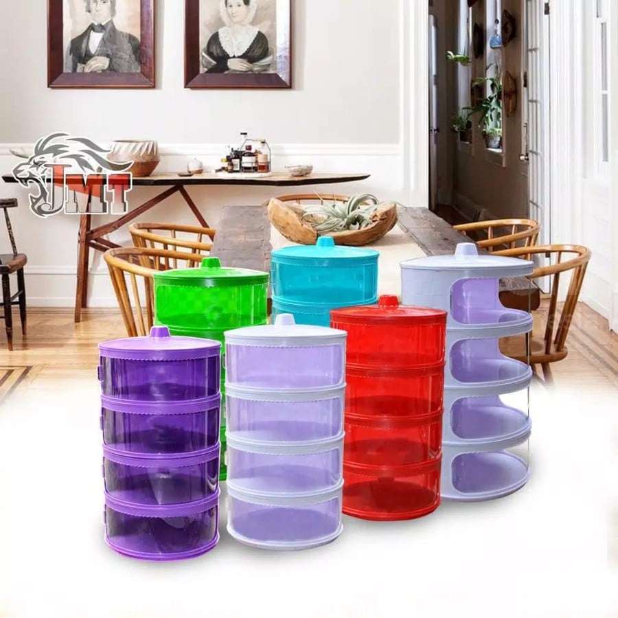 Tudung Saji Warna Polos 4 susun / Tempat lauk modern 4 tingkat rantang