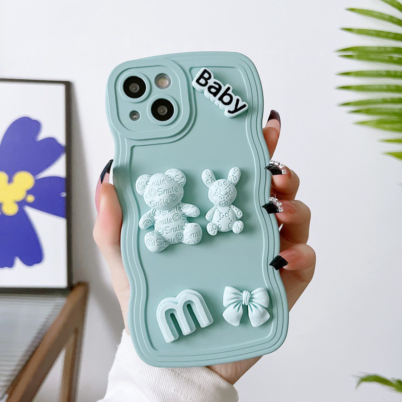 Soft Case Matte Motif Mustard Green Bear Bunny Untuk iPhone 6 6S 7 8 Plus X XR XS Max 11 Pro Max