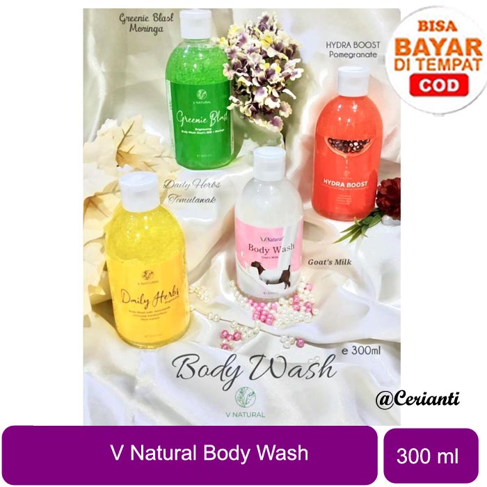 V Natural Brightening Body Wash 300ML | Pomegranate Pomegrante | Daily Herbs Temulawak Curcuma | Greenie