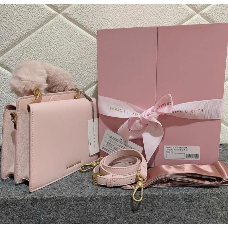 TAS WANITA TOP HANDLE CK_SET RIBBON BULU GIFT BOX