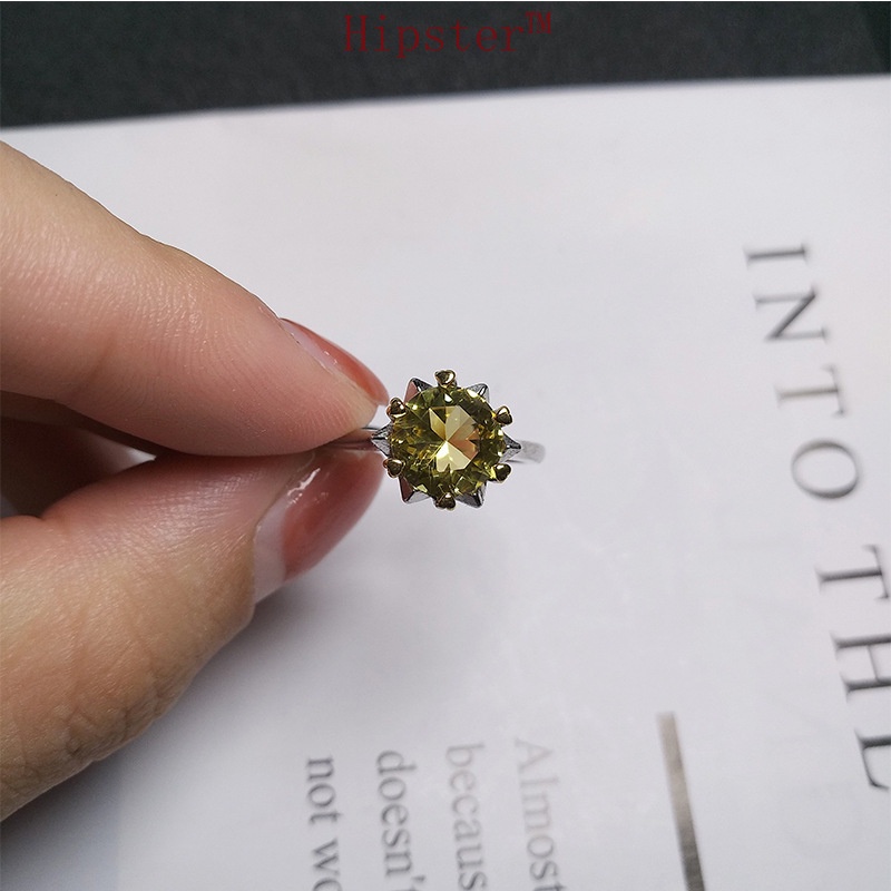 Hot Sale Fashion Classic Inlaid Full Diamond Yellow Diamond Adjustable Ring