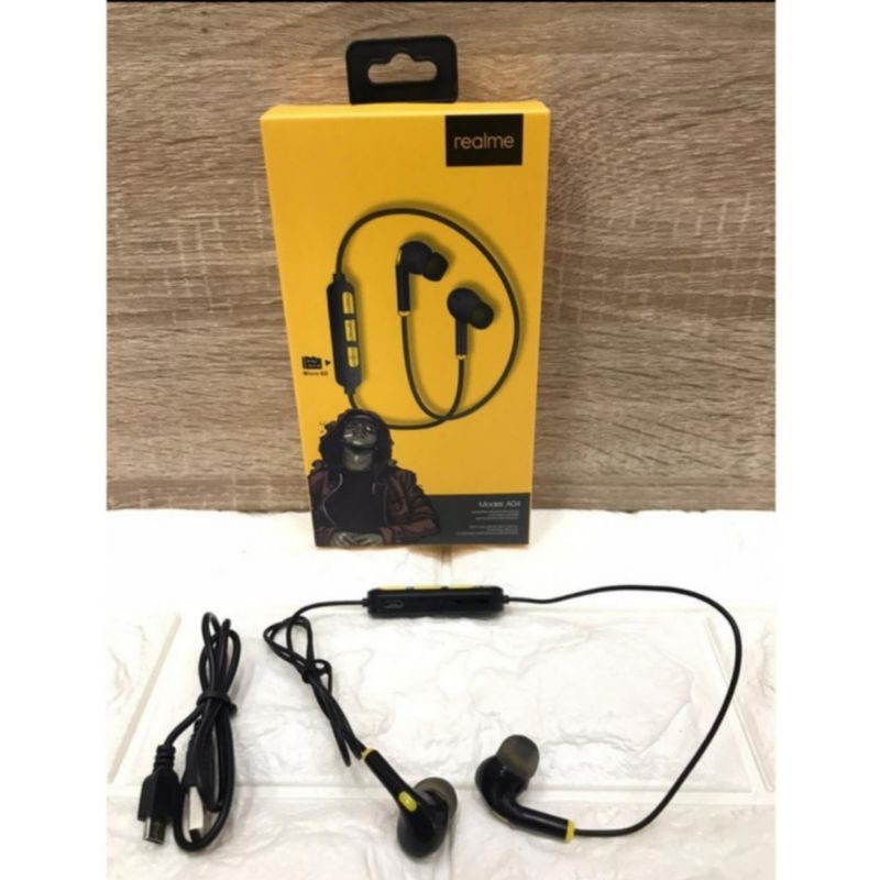 Handsfree Bluetooth Realme A04 + Slot Micro