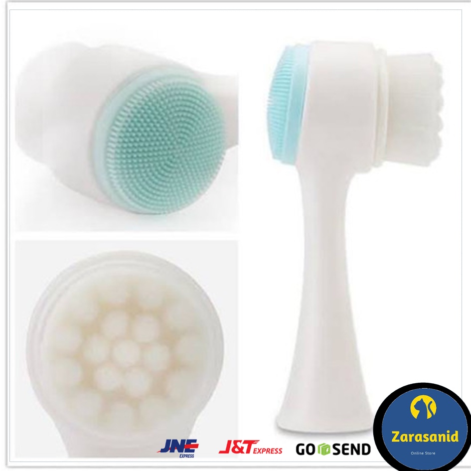 Alat Cuci Muka 2IN1 Sikat Wajah 2 Sisi Facial Cleansing Brush Silicone Praktis Ekonomis