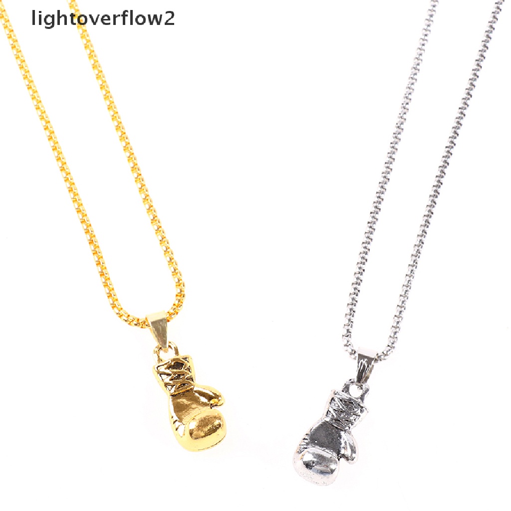 (lightoverflow2) Kalung Rantai Dengan Liontin Sarung Tangan Tinju Gaya Hip Hop Rock Untuk Pria