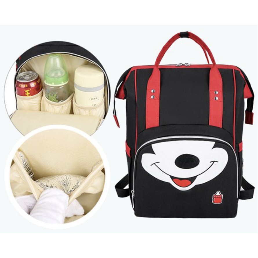 WYK53 Tas Bayi Ransel Wanita Ibu Bayi Baby Diaper Black Face Up Down Impor TKM