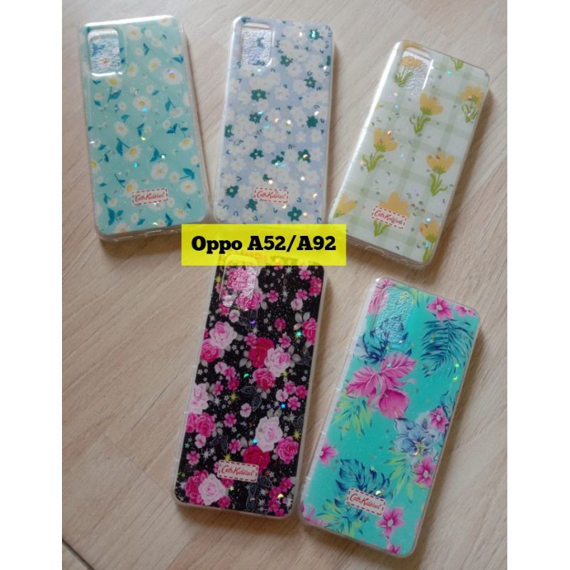 TERLARIS SOFTCASE CASE OPPO A52 A92 GLITTER TANAM MOTIF BUNGA