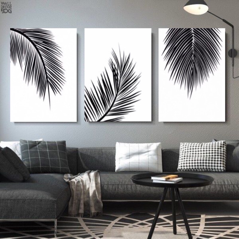 Jual Walldecor Palm Tree Hiasan Dinding Daun Hitam Putih Pajangan