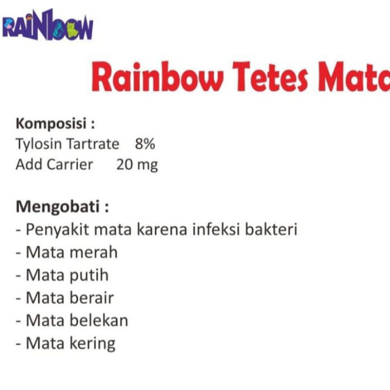 obat tetes mata kucing anjing kelinci - obat mata rainbow drops 8 ml