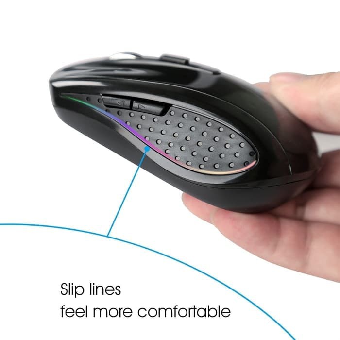 Mouse Wireless 2.4Ghz Ergonomic with USB Dongle Nano Receiver - Black