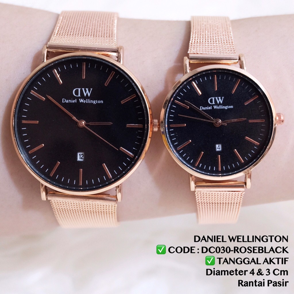 Jam tangan COUPLE murah wanita pria rantai pasir tanggal aktif pria wanita DC030