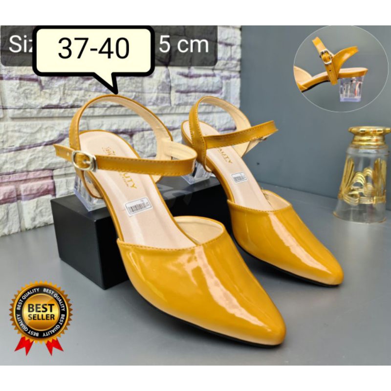 sepatu sandal hak kaca 5cm