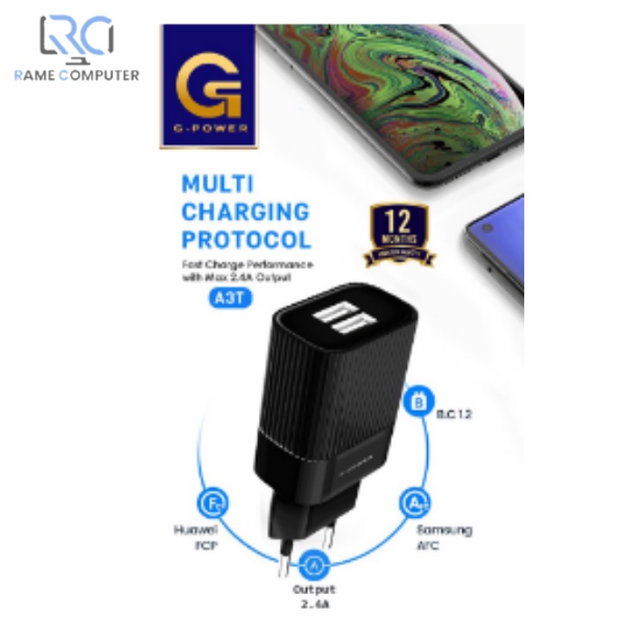 GPOWER Fast Charger A3T with 2 USB 2.4A Output &amp; Fast Charging Performance