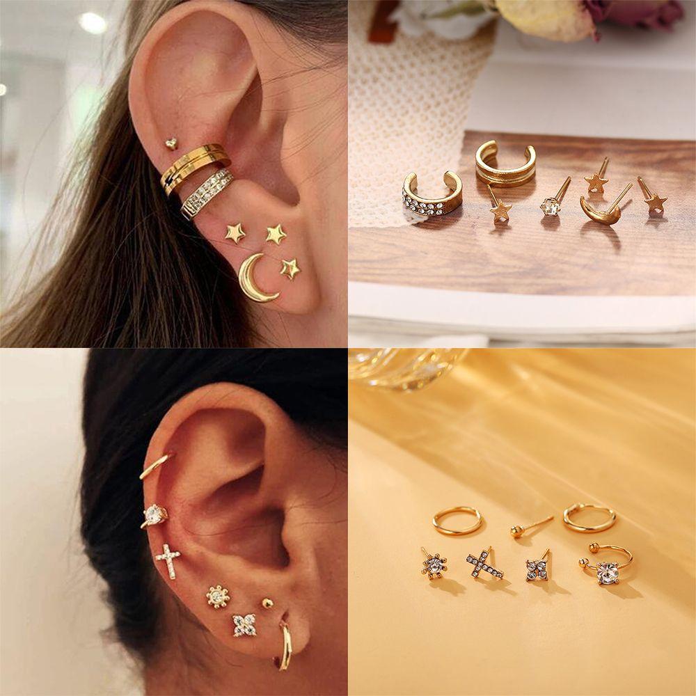 Lily Klip Telinga Non-Piercing Fashion Hadiah Palsu Tulang Rawan Anting Klip Zirkon Telinga Manset