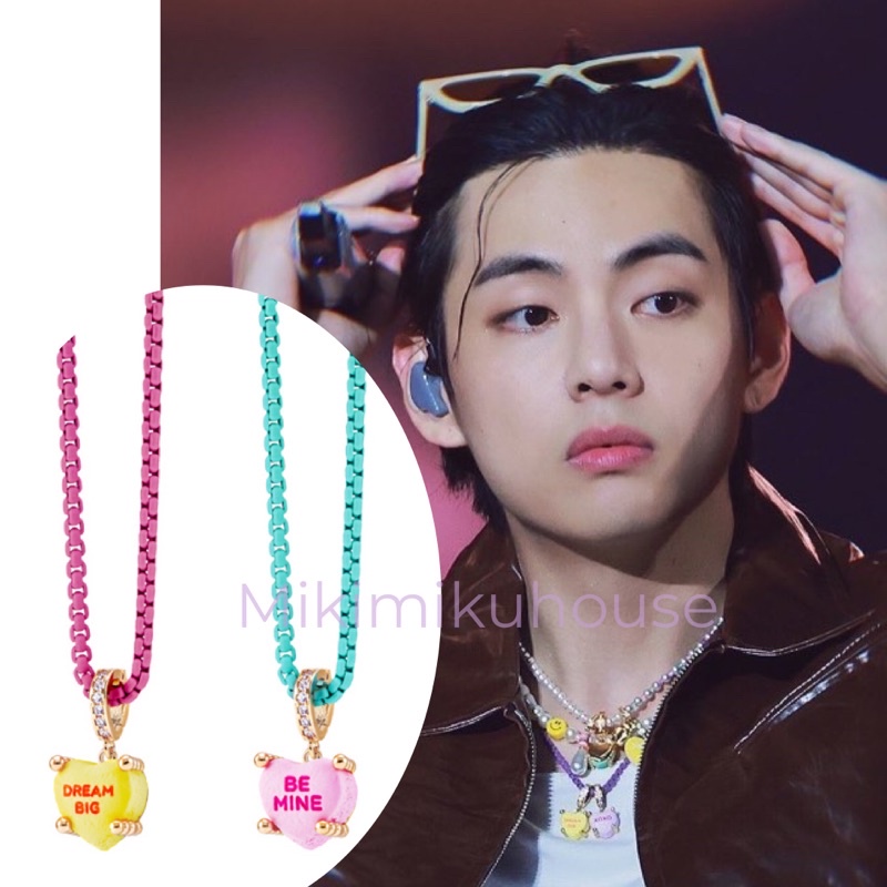 BTS TAEHYUNG KALUNG MIKSHIMAI TEXT CANDY NECKLACE BTS SUGA PTD CONCERT LAS VEGAS PTD ON STAGE AKSESO
