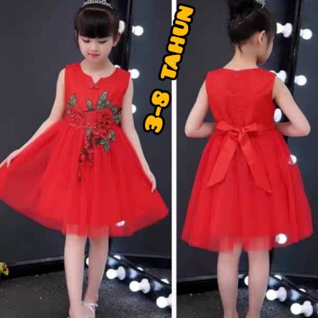 Dress Anak Import Rose Dior / Baju Pesta Anak Perempuan / Gaun Anak / Dress Import Anak Perempuan