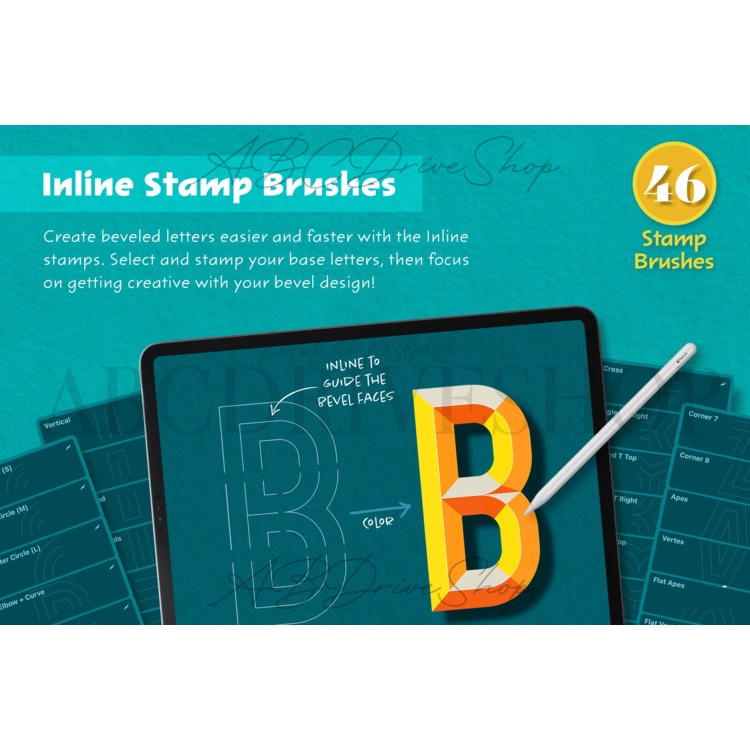 Procreate Brush - Bevel Letters Procreate Brushes &amp; Stamps + Tutorial