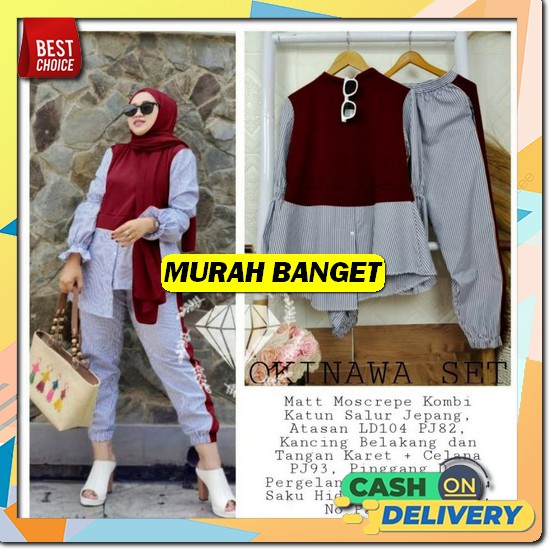 Setelan Wanita Korean Style Ema One Set Atasan Rok Beachwear Stelan Wanita Set Pantai Kekinian Gaya 