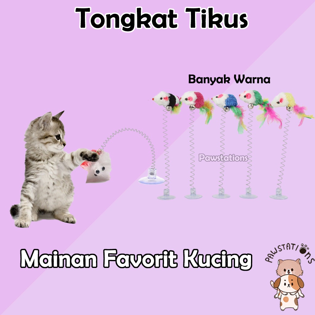 Tongkat Tikus Bulu Mainan Anak Kucing Tongkat Berdiri Cat Teaser Toy