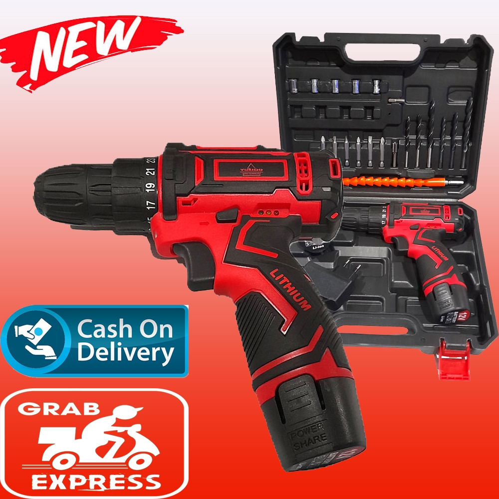 NEW YUKIDO 12V-SET Bor Obeng Bor Baterai 12 Volt Cordless Drill spt JLD/UCHIHA/BOST/RYU