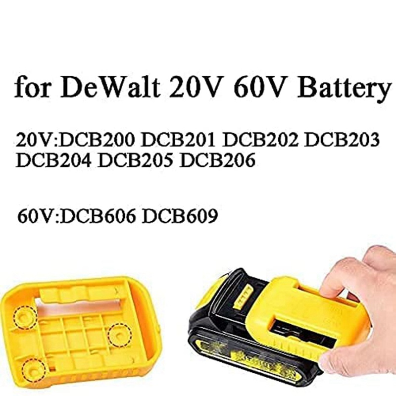 5 Packs Battery Holder Dock Mounts for DeWalt 20V 60V Battery, Wall Panel Shelf Belt Clip Storage Organizer Protector