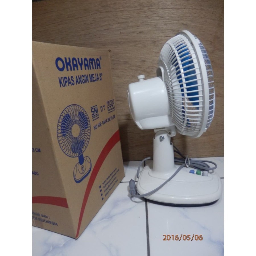 OKAYAMA ,OK  808  , KIPAS ANGIN MEJA DUDUK DESKFAN BRAND OKAYAMA UKURAN 8 INCi