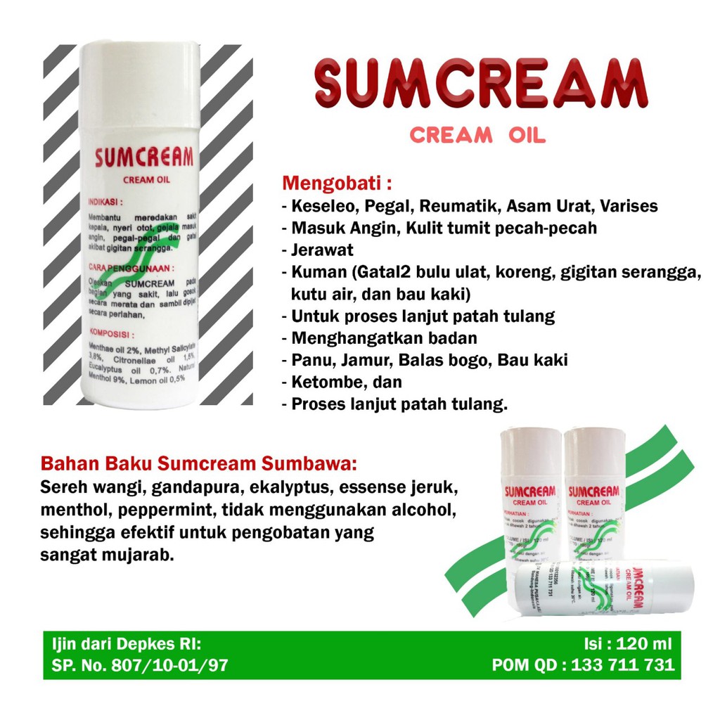 Sumcream Sumbawa Cream Oil Isi 120ml