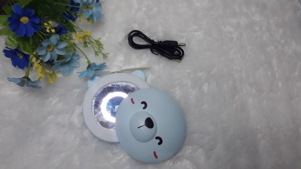 Mini Fan Cermin Led Portable