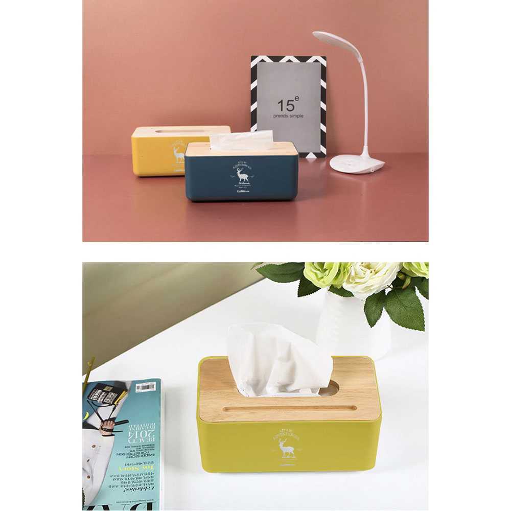 Kotak Tisu Kayu Tissue Box dengan Holder Smartphone - TaffHome ZJ008