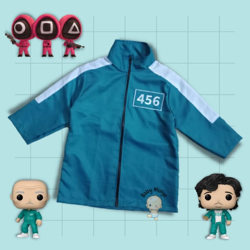 Setelan Baju Kostum Kaos Anak Squid Game Pakaian Anggota Squid Game Anak 456 KE2