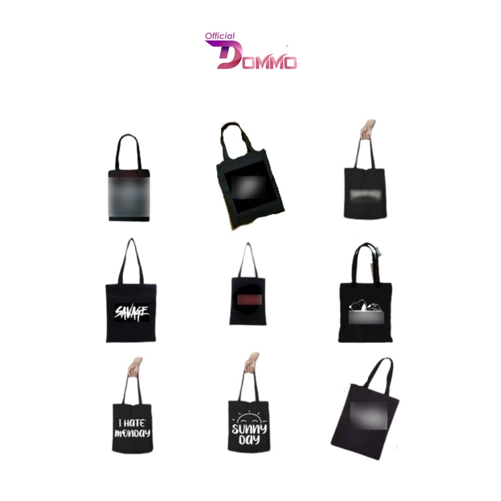 [LOKAL] DOMMO - D1514 (G) TOTEBAG (PAKAI PEREKAT) Tote bag LOGO Tulisan kpop murah wanita custom motif