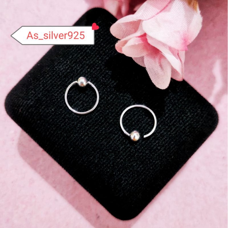 ANTING BULAT ANAK DAN BAYI RING PENTOL ASLI SILVER 925 LAPIS MAS PUTIH-AT BULAT POLOS