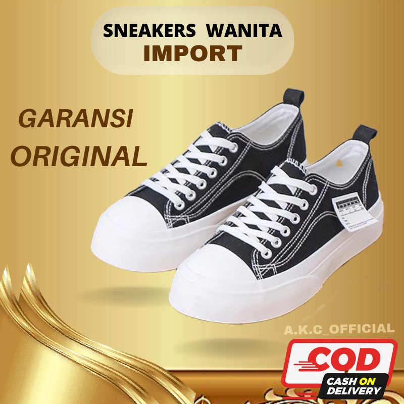 AKC PVN Jungkook Sepatu Sneakers Wanita Sport Shoes Grey Krem 129