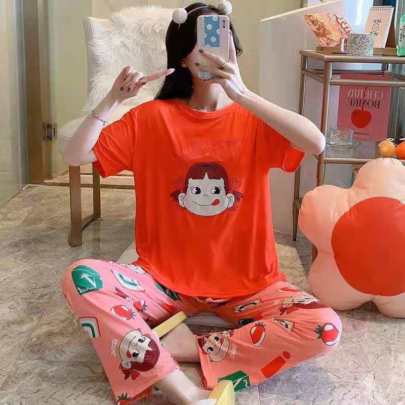 Piyama CP wanita baju tidur import jumbo/bigsize-CP MILKY RED