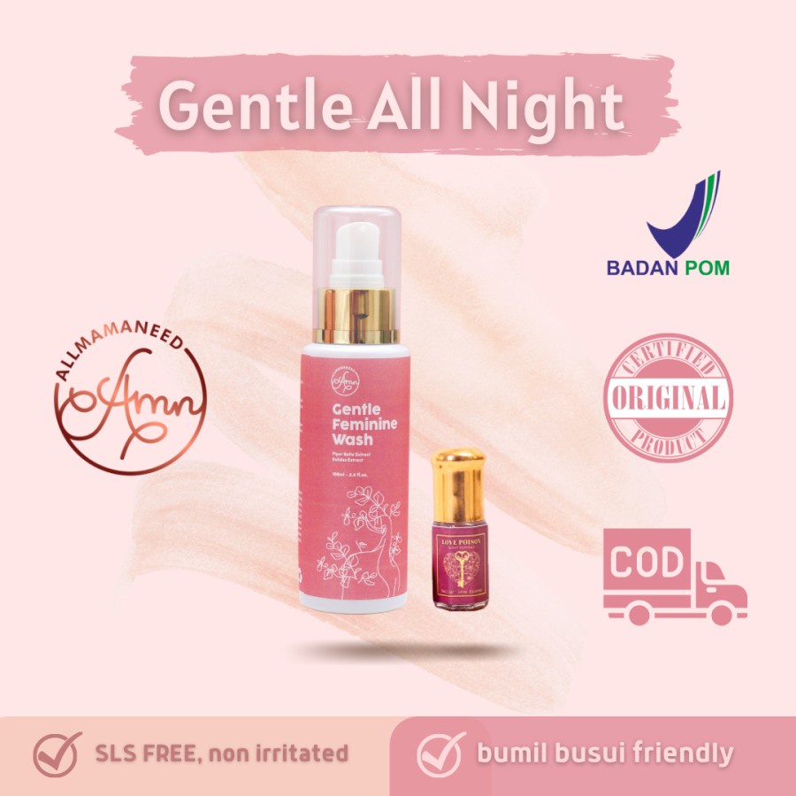 Paket Bundle Allmamaneed Parfum  Wanita GENTLE FEMININE WASH INTIMATE LOVE POISON All Day Bundling Secret Spray