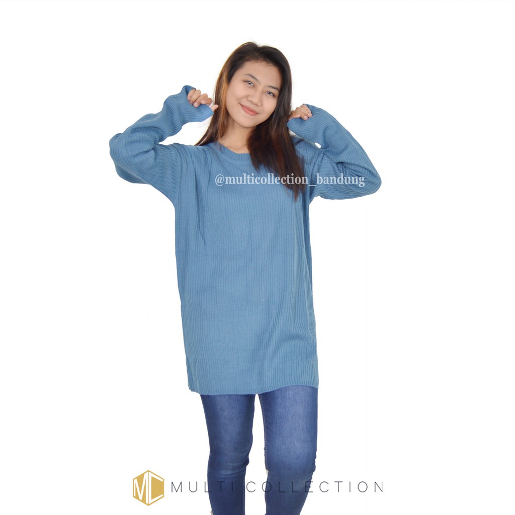 BOXY PREMIUM JUMBO MCRD / Baju Sweater / Rajut Jumbo / Sweater Over Size / Sweater Rajut Wanita-Denim