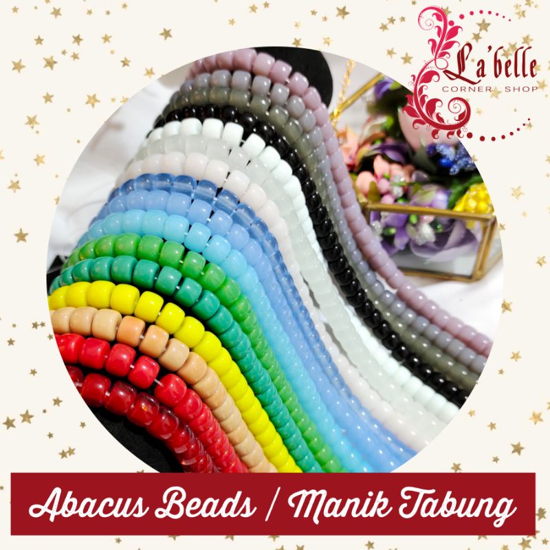 Abacus Beads / Batu Tabung - Manik Kaca Bahan Aksesoris