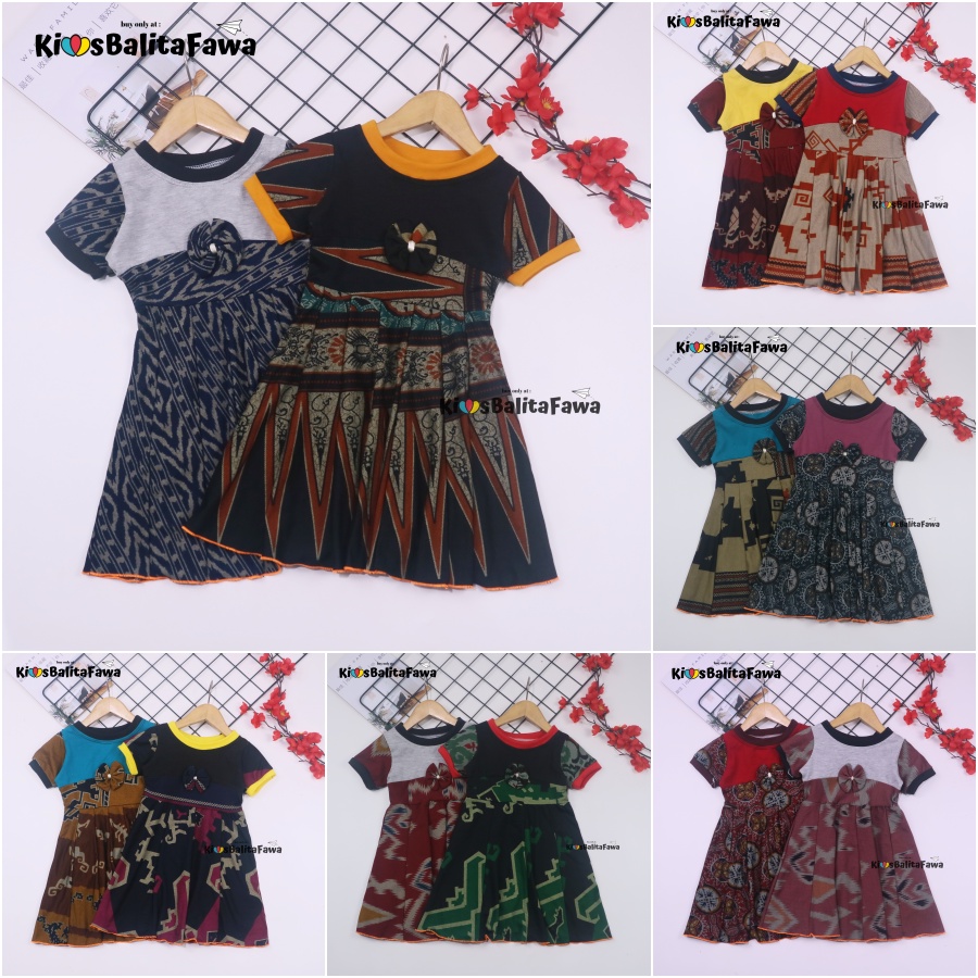(BATIK) Dress Kelly uk Bayi - 6 Tahun / Baju Pesta Anak Perempuan Dres Gaun Murah Cewek Harian Motif