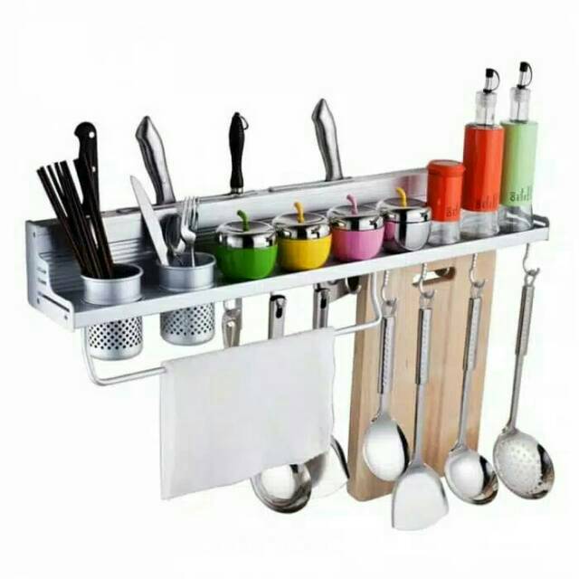Rak Gantung Peralatan Dapur Aluminium | Shopee Indonesia