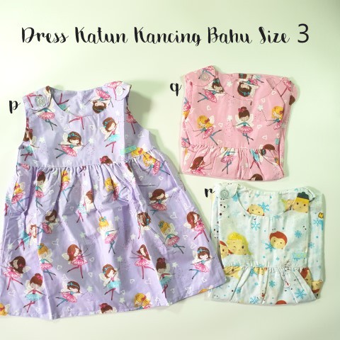 Dress Anak Katun Kancing Bahu Size 3