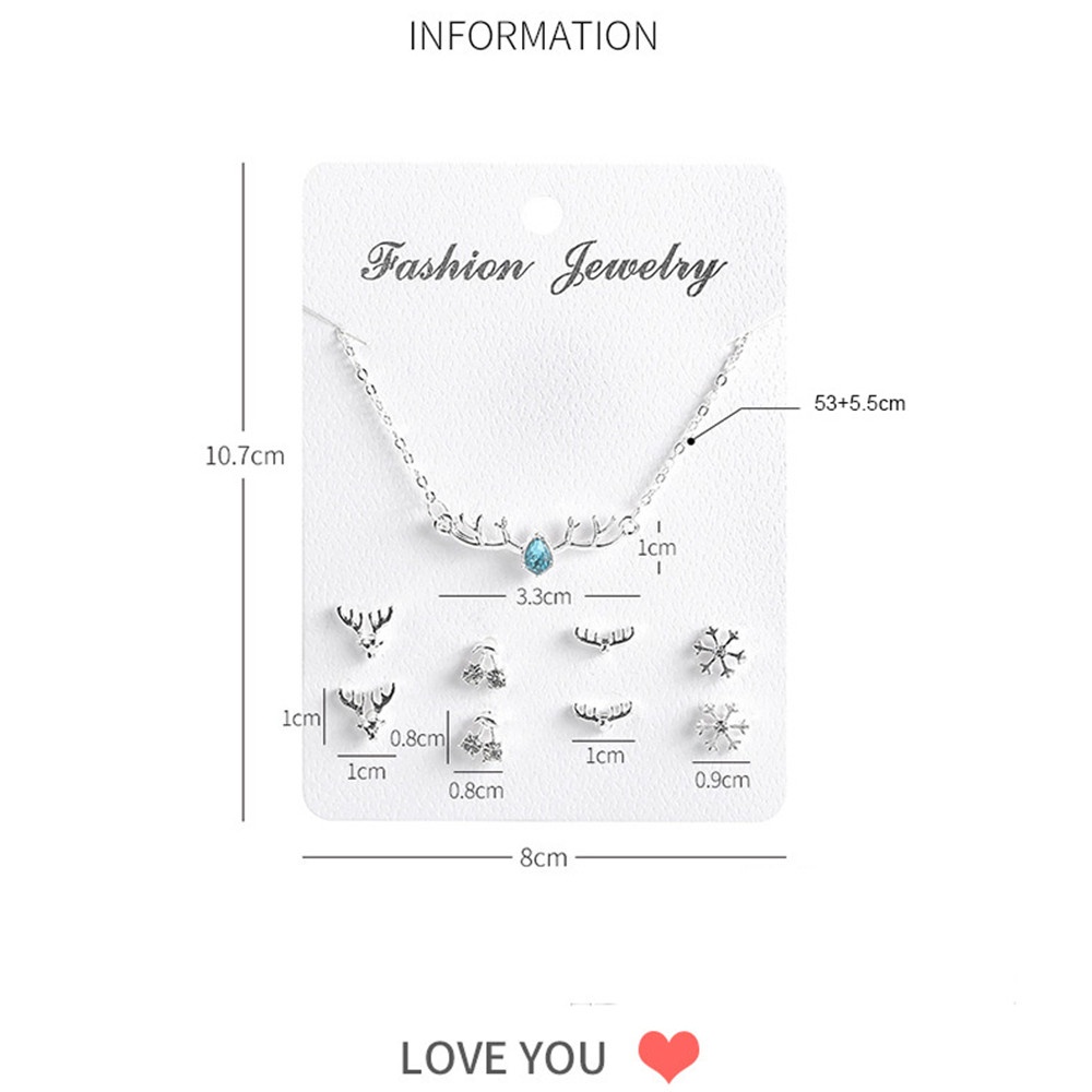 aaoottuuoo5.id [XIJING] 9 Buah Set Kalung dan Anting Mingguan Korea | Rantai Klavikula Berbentuk Hati Mutiara Empat Daun Bunga