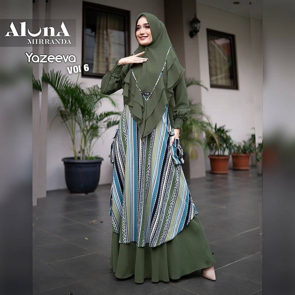 YAZEEVA 6 by ALUNA MIRRANDA (Gamis syari, gamis pesta, gamis set, dress pesta, gamis simple, gamis m