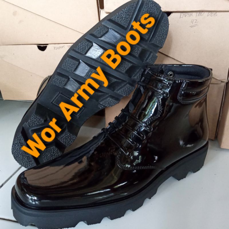 Sepatu PDH Dinas  Kilap Radial Tebal Terbaru Size 39-47 by Wor Army Boots