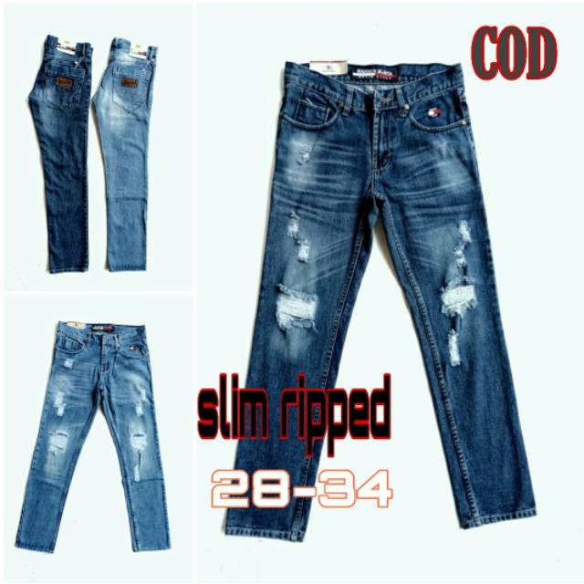 CELANA JEANS STANDAR SOBEK COWOK/ CELANA JEANS BASIC SLIM DISTRO PRIA/CELANA JEANS FASHION PRIA