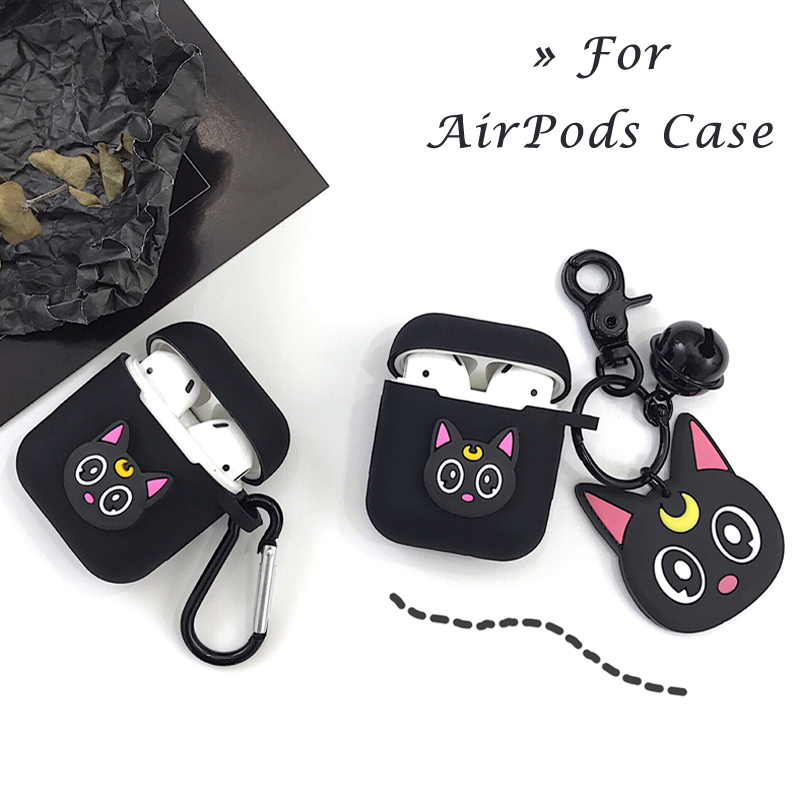 Casing Luna Cat Lucu Kompatibel Untuk Airpods1 2 3 Pro Case Pelindung Silikon Dengan Liontin