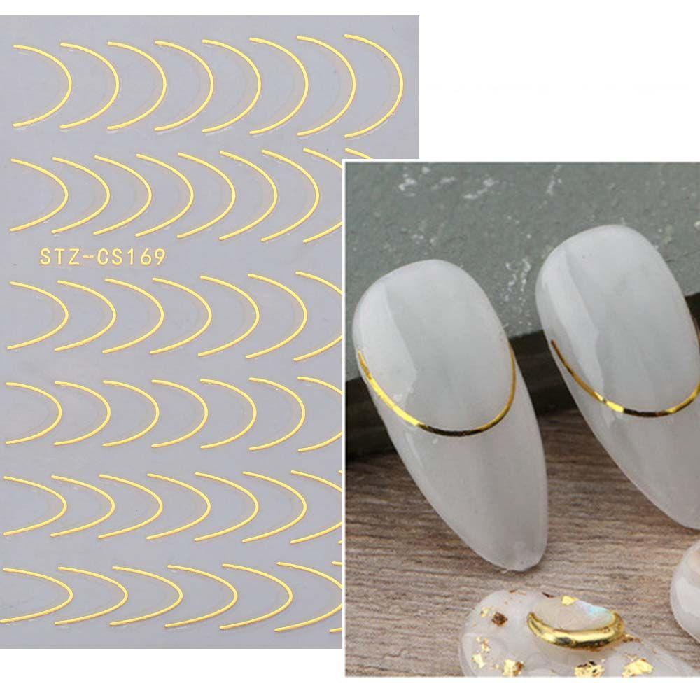 Mxbeauty 3D Garis Stiker Kuku DIY Fashion Gaya Perancis Transfer Kuku Foil Kuku Seni Slider Perekat Diri Nail Art Dekorasi